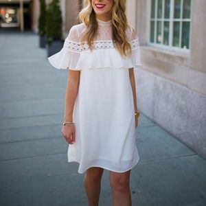 EXPRESS Lace Ruffle Shift Dress